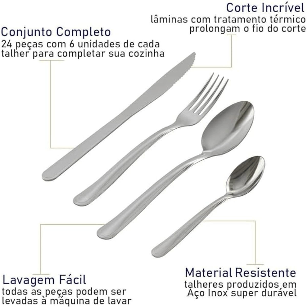 Faqueiro 24 Peças Aço Inox Buzios - Tramontina - Imagem 3