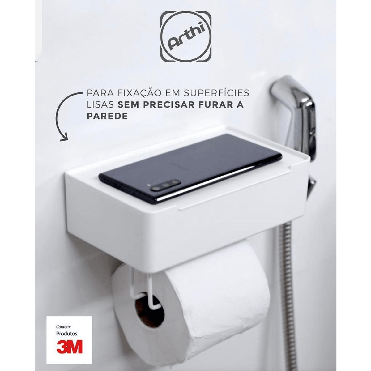 Suporte 3x1 Com Dupla Face 3M Branco - Arthi - Imagem 2