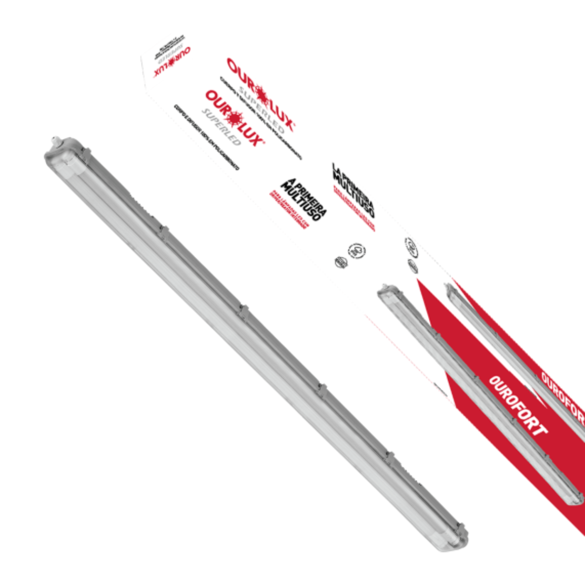 Luminária Ourofort IP65 LED 2X18W - Ourolux - Imagem 2