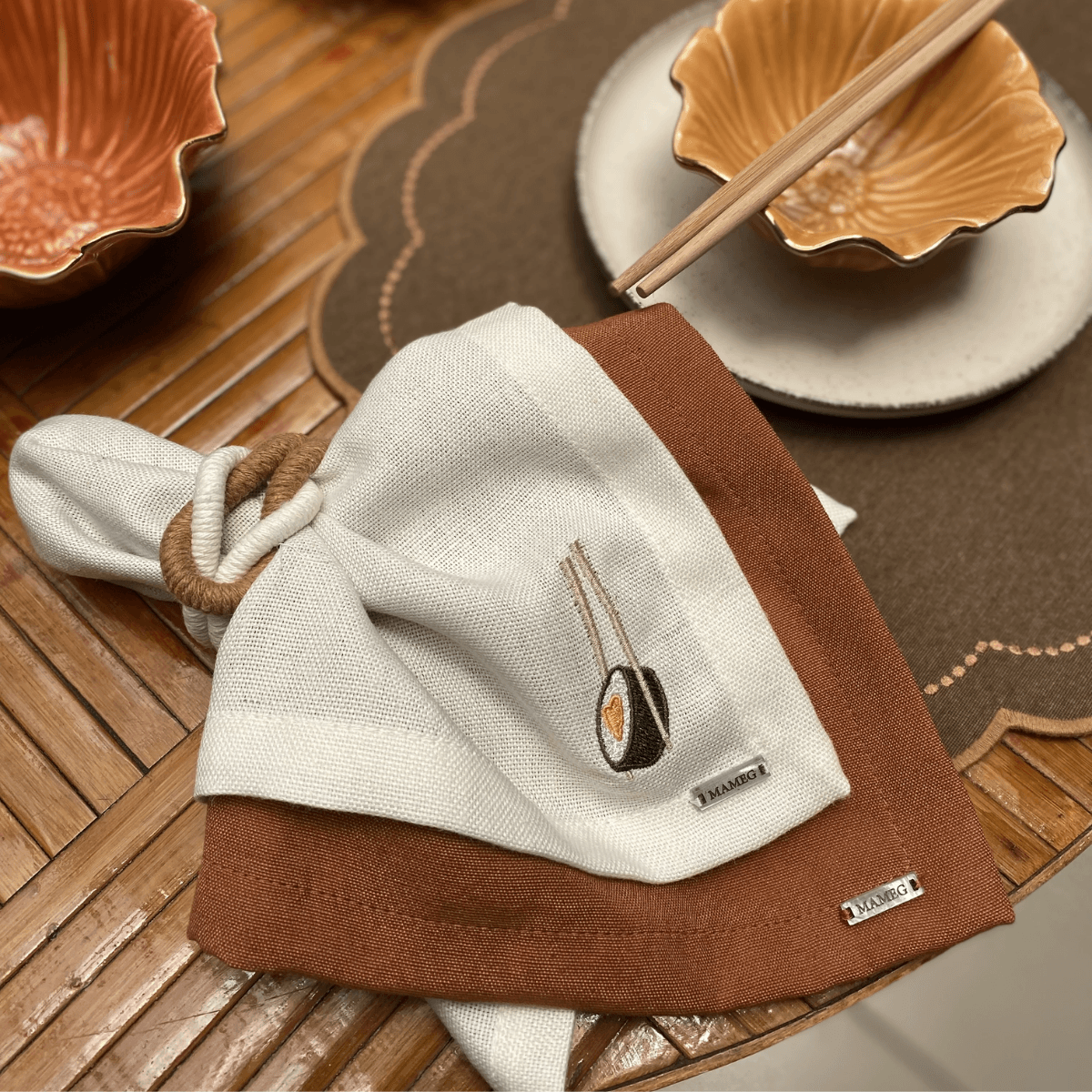 KIT 4 PÇS GUARDANAPO DE LINHO OFF SUSHI 40X40CM - Imagem 4