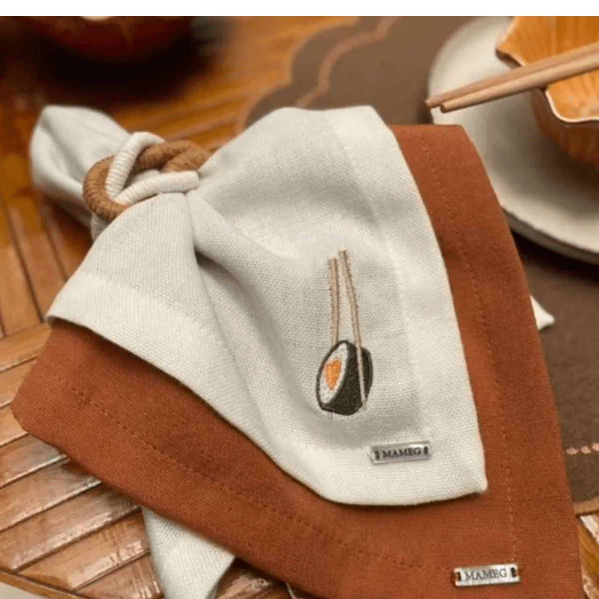 KIT 4 PÇS GUARDANAPO DE LINHO OFF SUSHI 40X40CM - Imagem 3