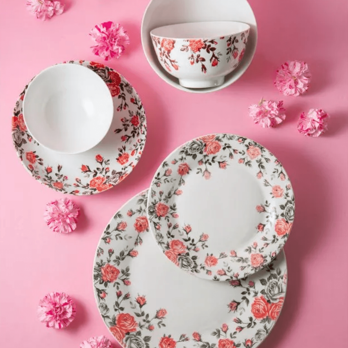 Prato para Sobremesa de Porcelana Pink Garden Raso 19,5cm - Lyor - Imagem 4