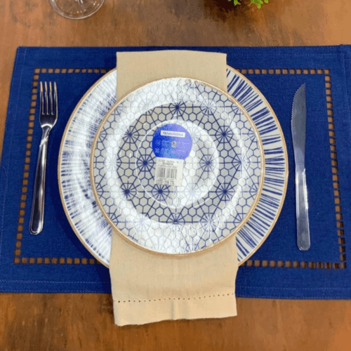 KIT 4 LUGAR AMERICANO DE POLIÉSTER E LINHO LÉVIS AZUL 45CM X 30CM - LYOR - Image 7