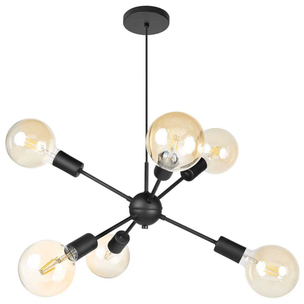 Pendente Sputnik Preto E27 6 Lâmpadas - Brozeart - Imagem 3