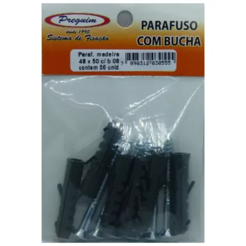Parafuso Madeira Com Bucha 08mm Com 6 unidades - Preguim - Image 2