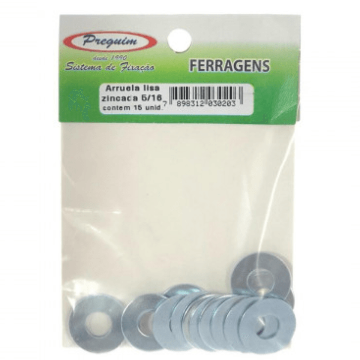 Arruela Lisa Zincada 5/16 Com 15 Unidades - Preguim - Imagem 3