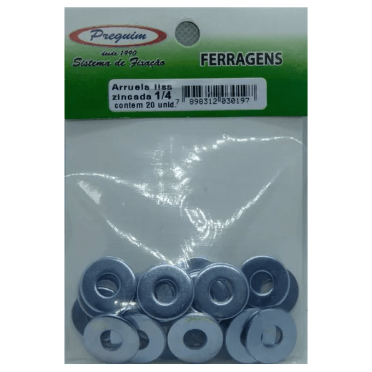 Arruela Lisa Zincada 1/4 Com 20 Unidades - Preguim - Imagem 3