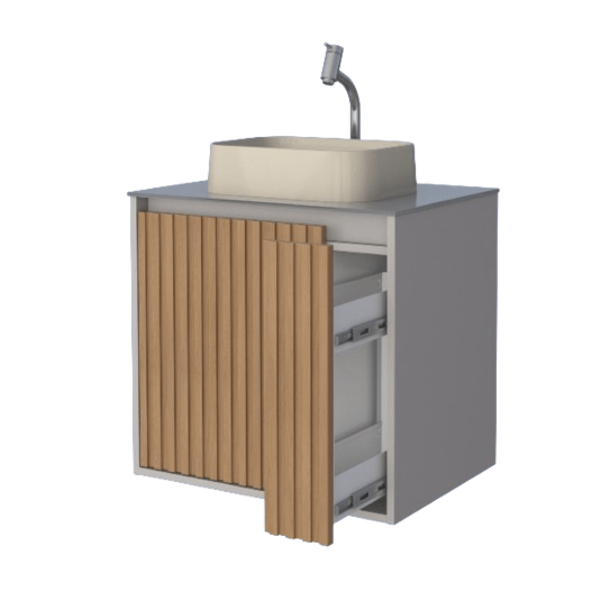 Toucador Tulipa 60cm Sem Cuba Nude/Jequitiba - Cozimax - Imagem 3