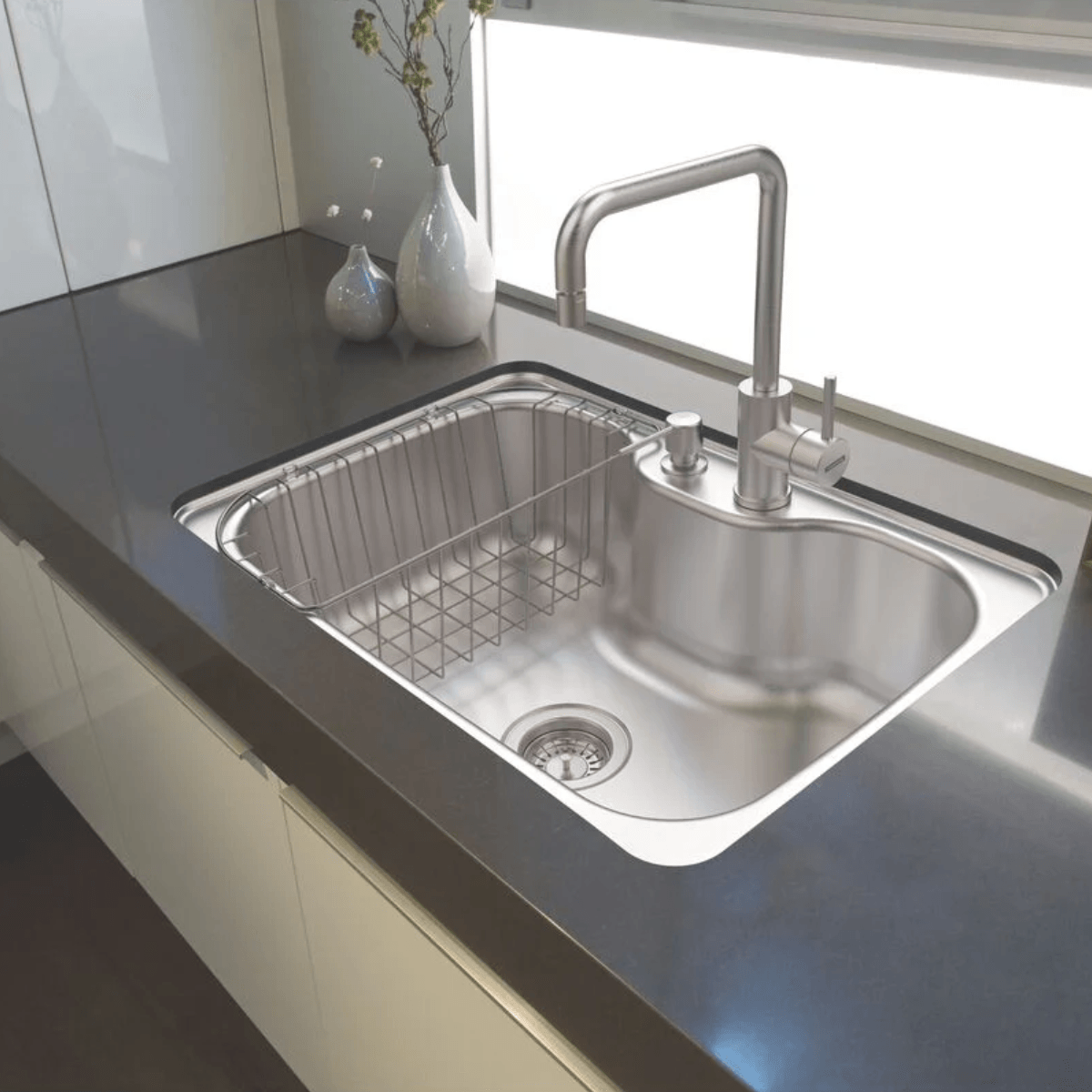 Cuba Morgana 60 FX Undermount em Aço Inox com Acabamento Acetinado com Válvula 69x49 cm - Tramontina - Imagem 2