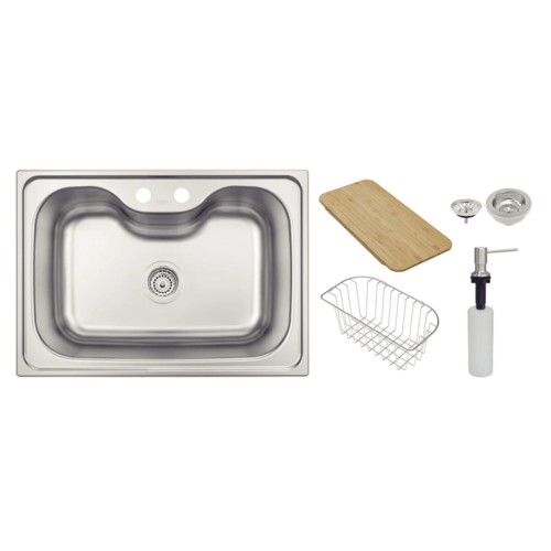 Cuba Undermount Morgana em Aço Inox com Acabamento Acetinado 69x49 cm com Dosador de Sabão, Tábua e Cesto Aramado - Tramontina