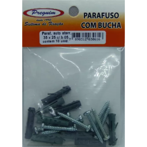 Parafuso Auto Atarr 35x25 C/ Bucha 05 C/05 Unid - Preguim