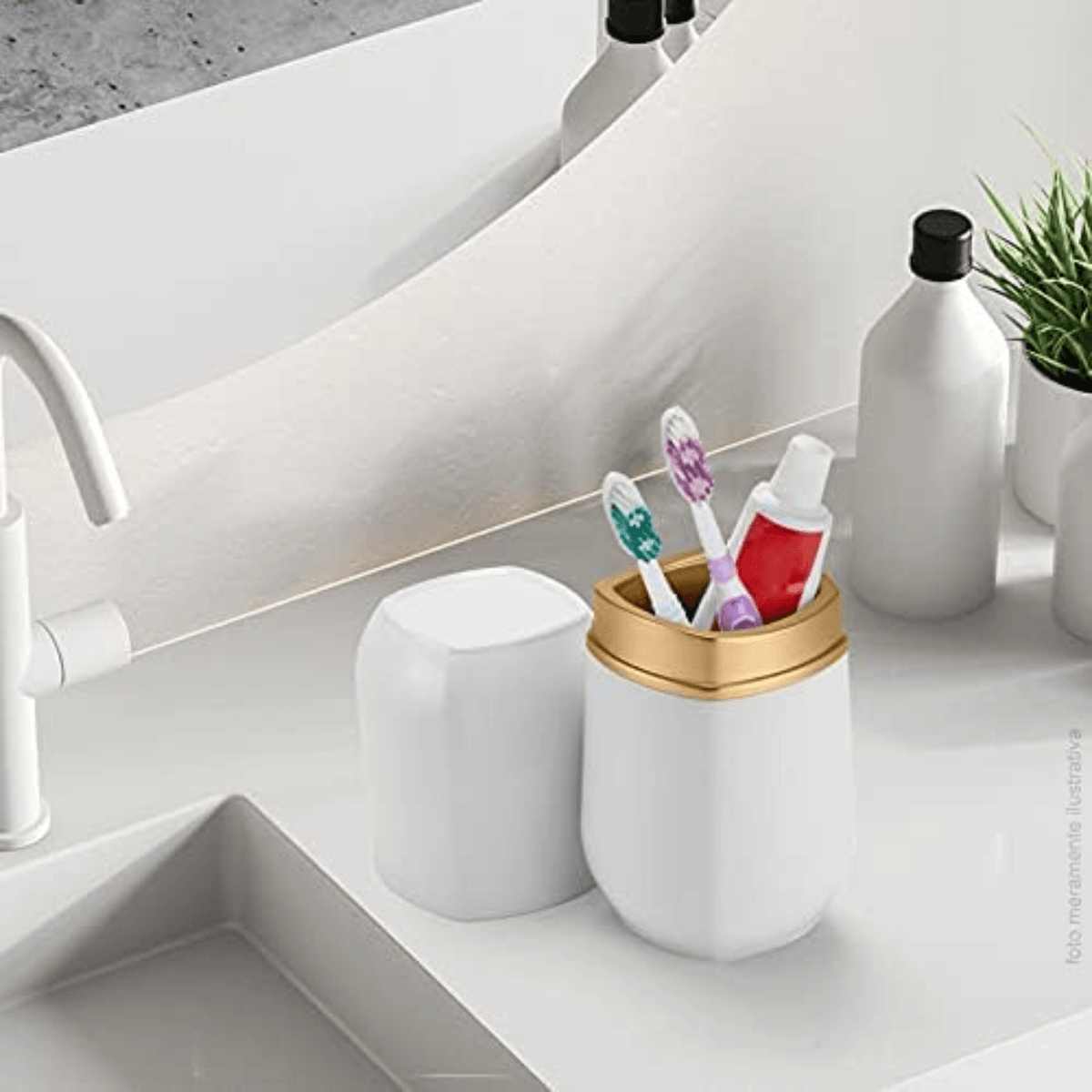 Porta Escova E Pasta Com Tampa - Arthi - Imagem 3