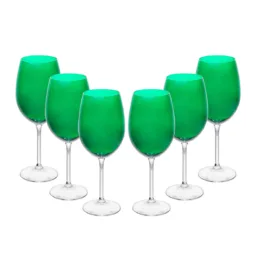 #12 Conjunto 6 Taças de Vinho de Cristal Ecológico Banquet Verde 580ml - Wolff