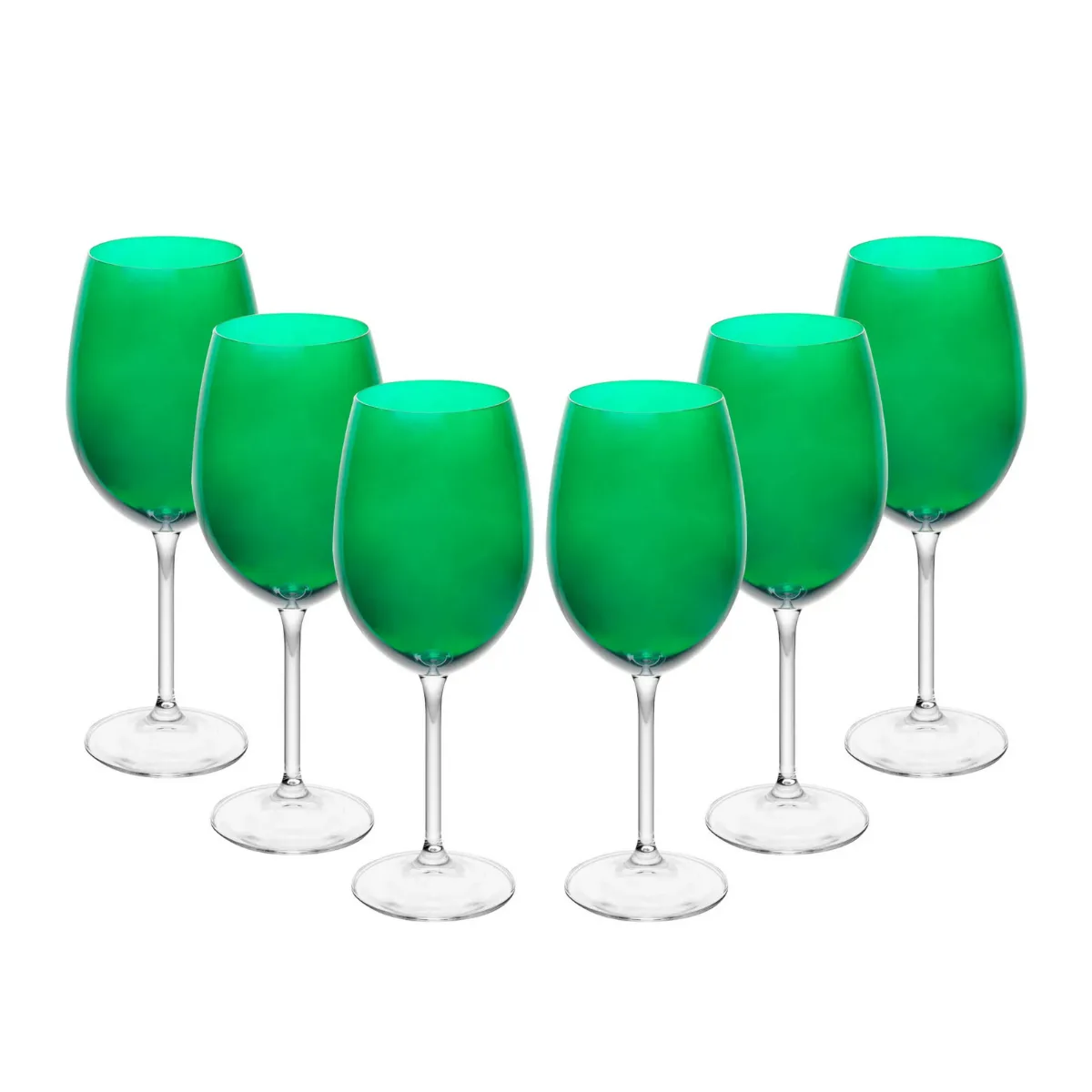 #12 Conjunto 6 Taças de Vinho de Cristal Ecológico Banquet Verde 580ml - Wolff