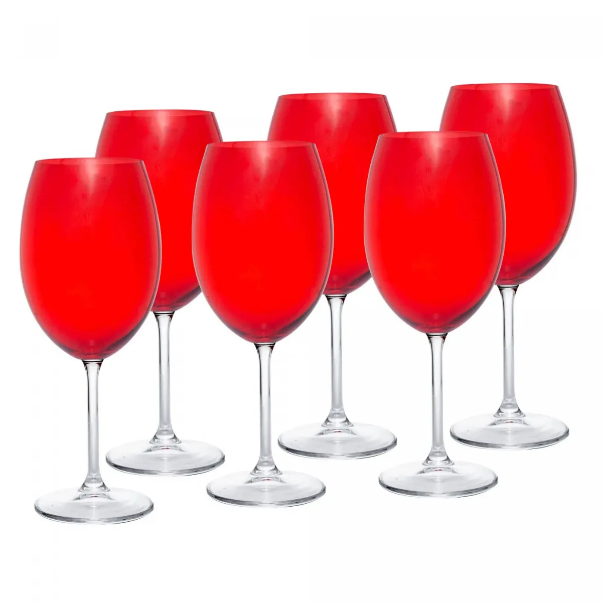 #13 Conjunto 6 Taças de Vinho de Cristal Ecológico Banquet Vermelho 580ml - Wolff