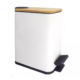 Lixeira Quadrada Metal Com Pedal E Tampa Bumbu Branca 5l - Lyor