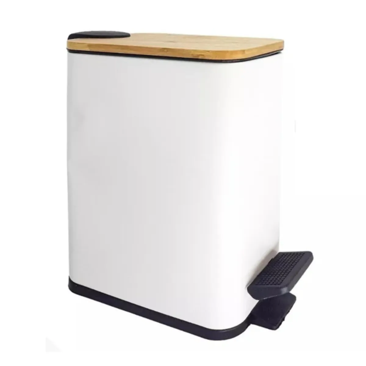Lixeira Quadrada Metal Com Pedal E Tampa Bumbu Branca 5l - Lyor
