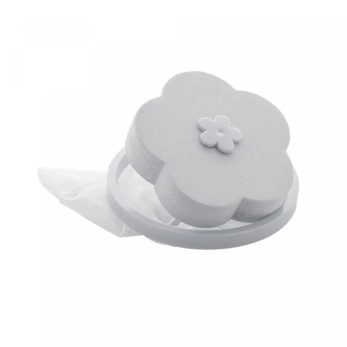 Coletor de Cabelos para Máquina de Lavar em Plástico e Poliéster Flor Cinza 16cm x 9,5cm - Lyor