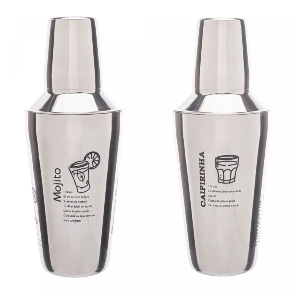 Coqueteleira de Aço Inox com Receitas 500ml - LYOR #56