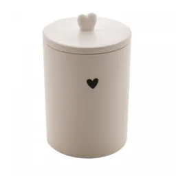 Potiche de Cerâmica Heart Branco 10cm x 10cm x 15cm - Lyor