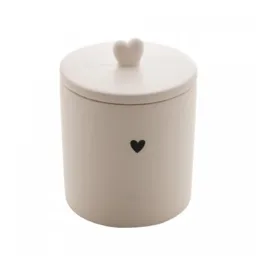 Potiche de Cerâmica Heart Branco 10cm x 10cm x 12cm - Lyor