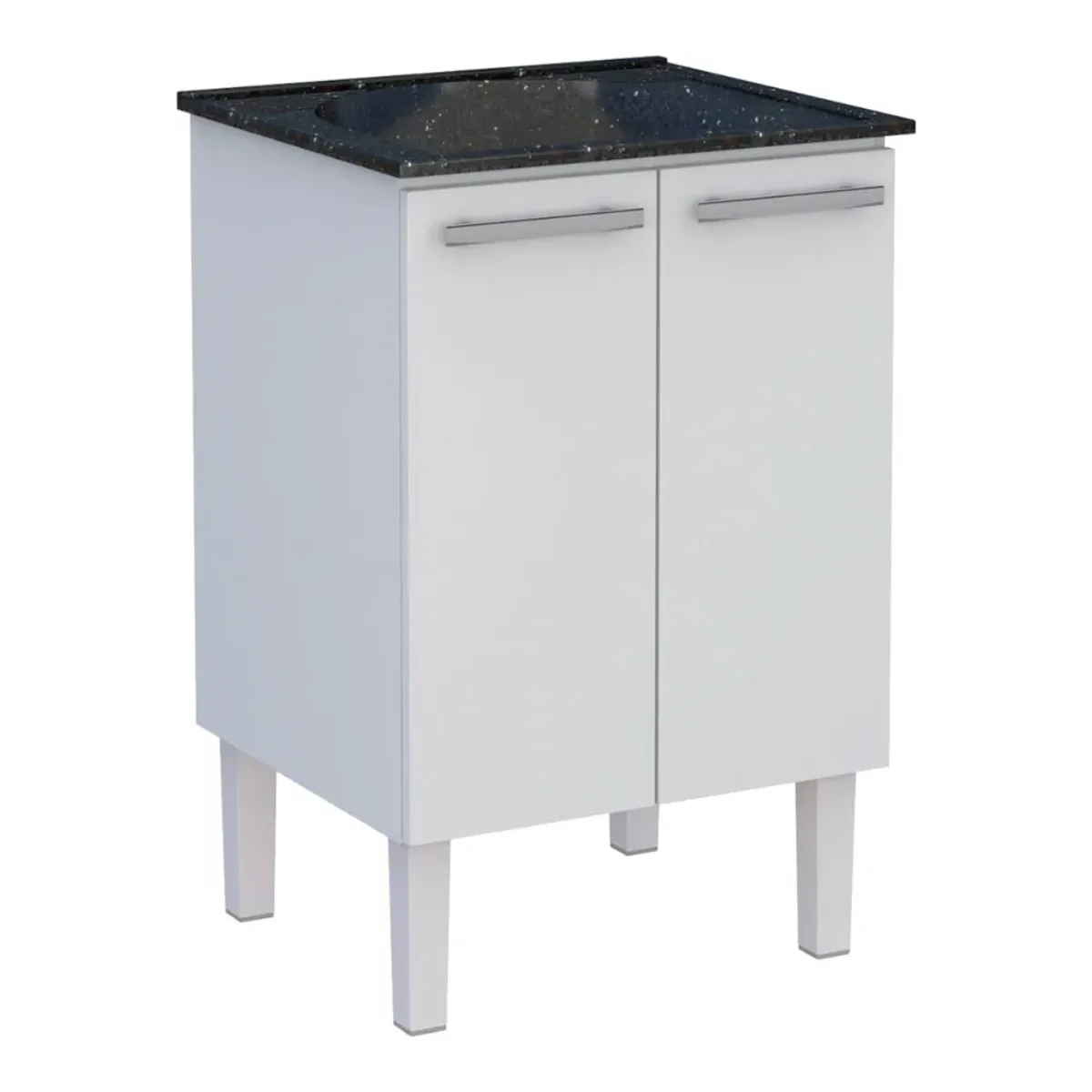 Gabinete Lavanderia Aço Venus Branco Com Tanque 60×50 Preto Mont