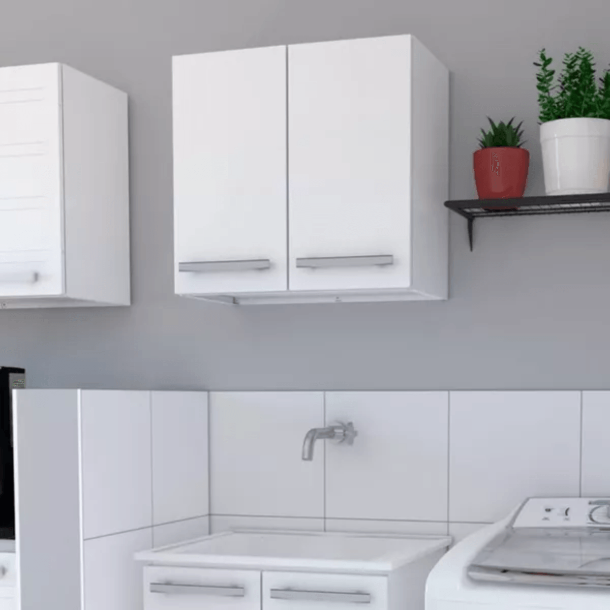 Armario Aereo Lavanderia Aço Venus Branco Mont 60cm - Cozimax - Imagem 3