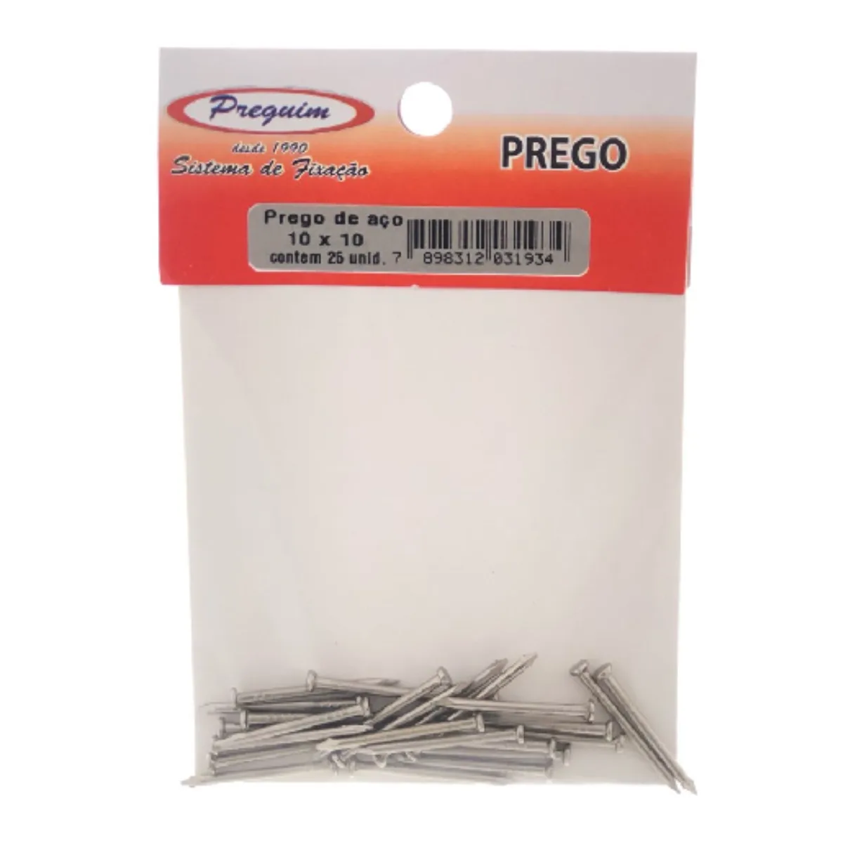 Prego de Aço 10x10 com Cabeça 25 unidades - Preguim