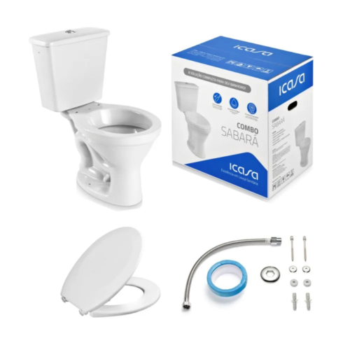 Combo Bacia C/Caixa Acoplada e Assento Sabara Branco - Icasa - Image 2