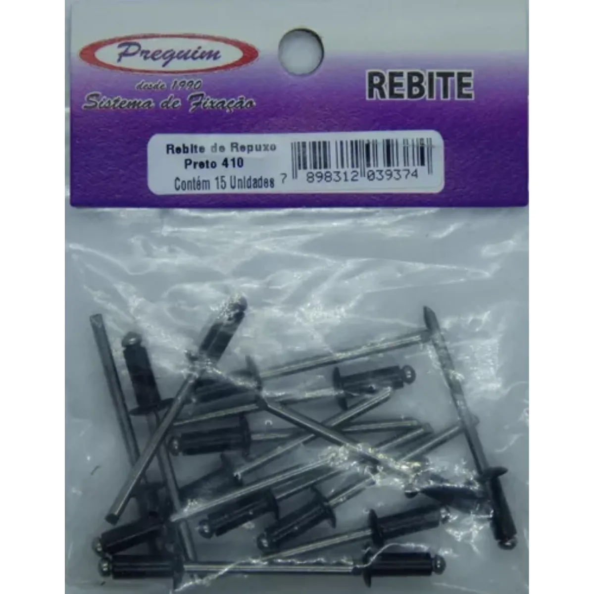 Rebite De Repuxo 410 Aluminio Preto C/ 15 Unidades -  Preguim