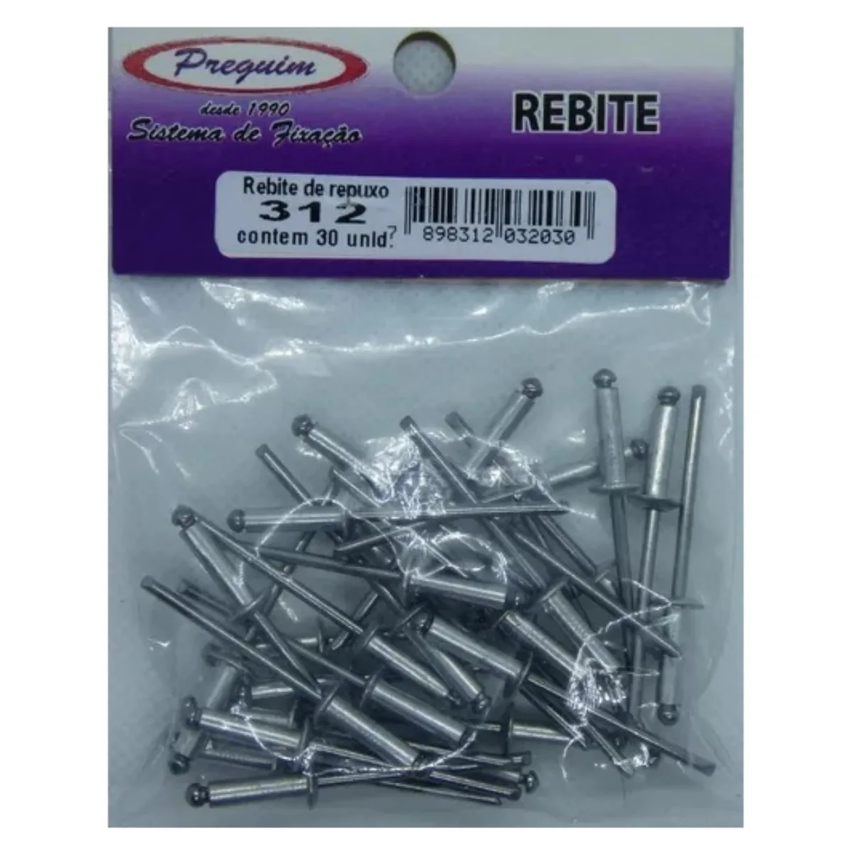 Rebite De Repuxo 312 Aluminio  C/ 30 Unidades - Preguim