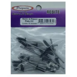 Rebite De Repuxo Preto 310 Aluminio  C/ 18 Unidades - Preguim