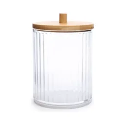 Pote Organizador Acrilico e Bambu Incolor / Natural 10X7X7CM - Cromus