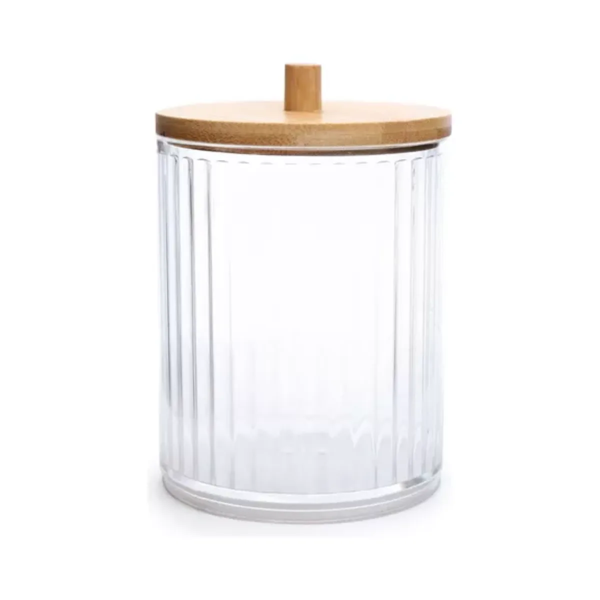 Pote Organizador Acrilico e Bambu Incolor / Natural 10X7X7CM - Cromus