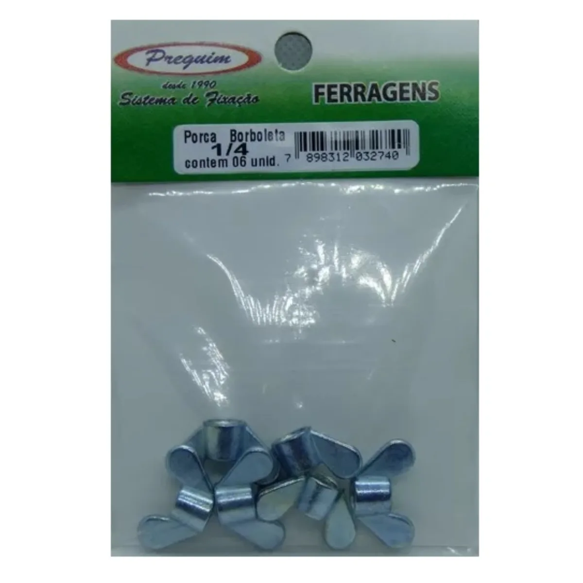 Porca Borboleta 1/4 Com 8 Unidades - Preguim
