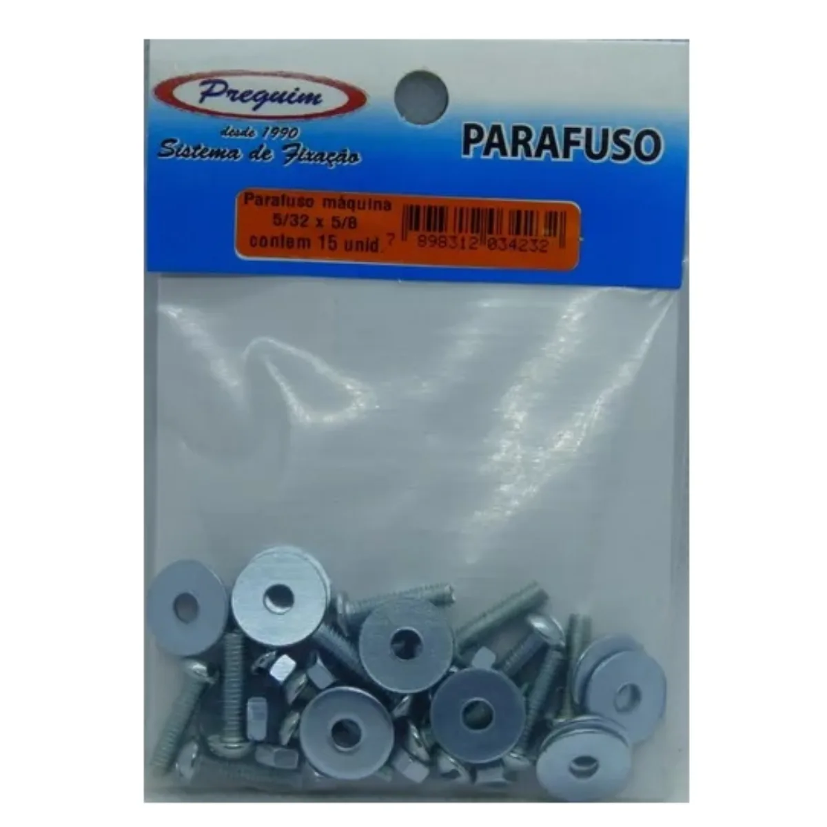 Parafuso Máquina 5/32x5/8 Preguim C/ Rosca E Arruela C/15 Un  - Preguim