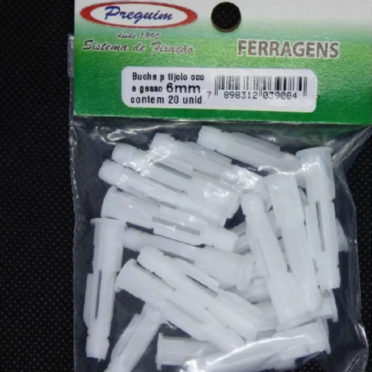 Bucha Para Tijolo Oco E Gesso 6mm Com 20 Unidades - Preguim