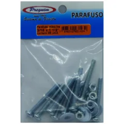 Parafuso Máquina 3/16x1 1/2 C/ Rosca E Arruela C/08 - Preguim