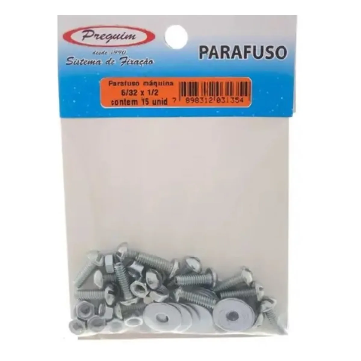 PARAF ROSCA MAQ 5/32X1/2" C/ARRUELA E PORCA C/15