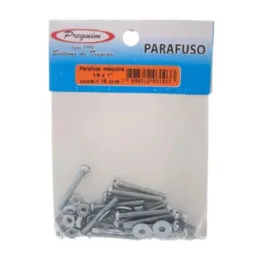 Parafuso Máquina 1/8x1C/ Rosca E Arruela C/15 Un - Preguim
