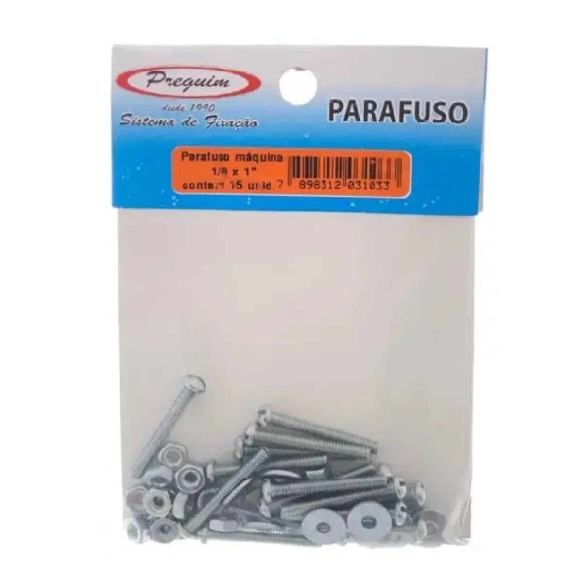 Parafuso Máquina 1/8x1C/ Rosca E Arruela C/15 Un - Preguim