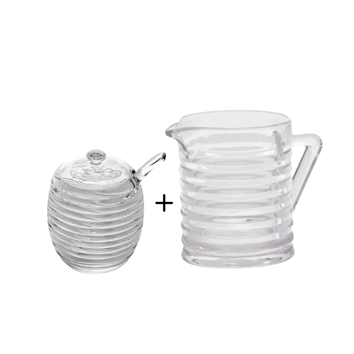 KIT JARRA DE VIDRO COLMEIA 340ML + AÇUCAREIRO #06