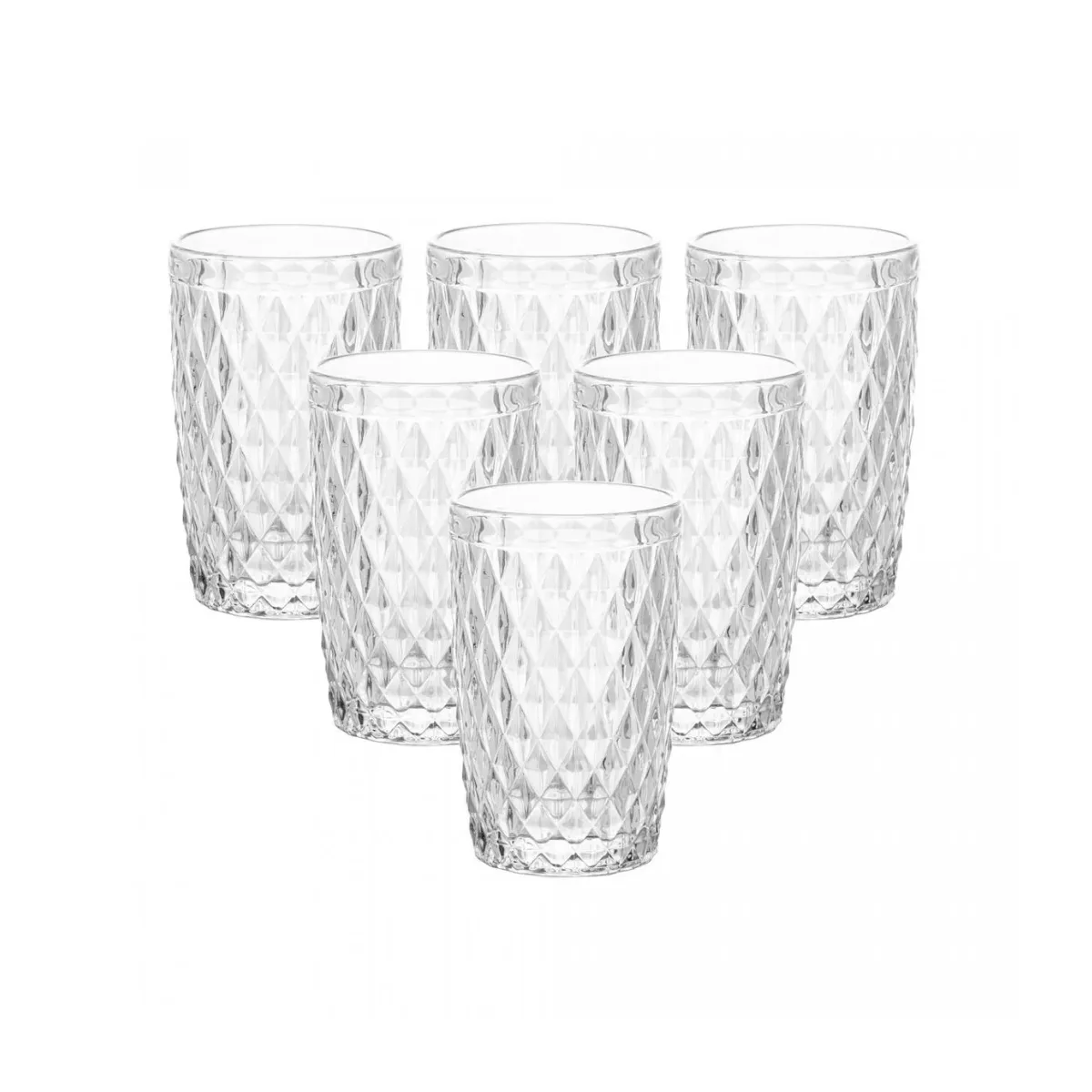 CONJUNTO 6PCS COPO ALTO DE VIDRO COM FIO DE OURO BICO DE ABACAXI 330ML 5254 #01