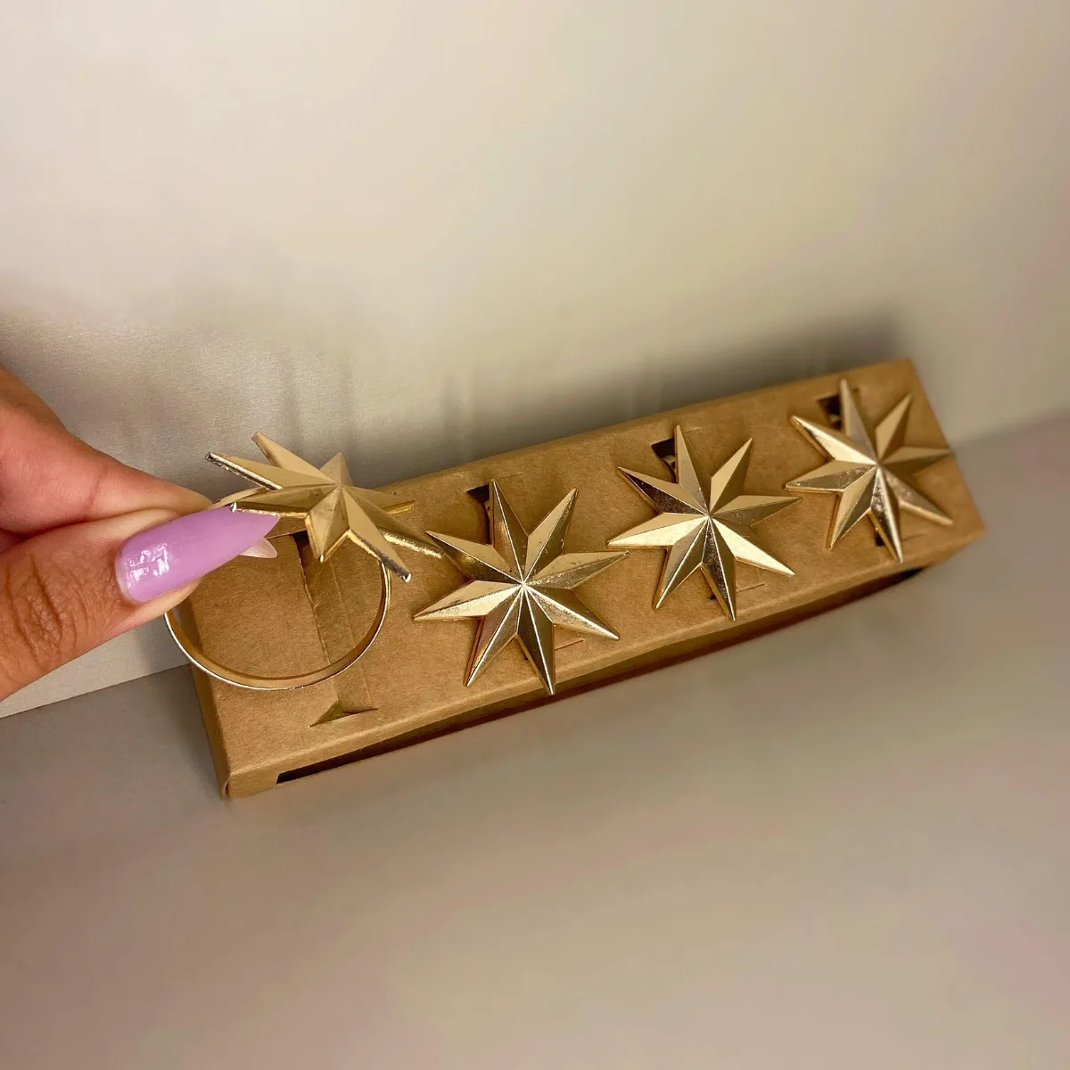 #18 Conjunto Porta Guardanapo De Estrela Ouro -Cromus