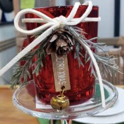 Porta Vela Com Arranjo Vermelho - Cromus