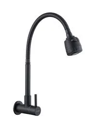 Torneira Cozinha Parede Bica Movel Gourmet Preta - Doan