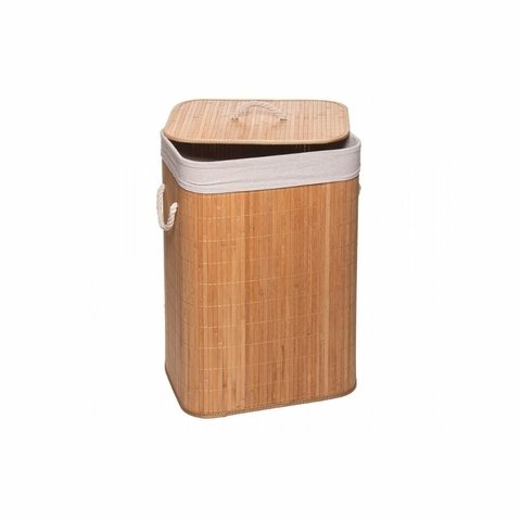 Cesto para Lavanderia de Bambu com Tampa Natural 40cm x 30cm x 57cm - Lyor - Imagem 3