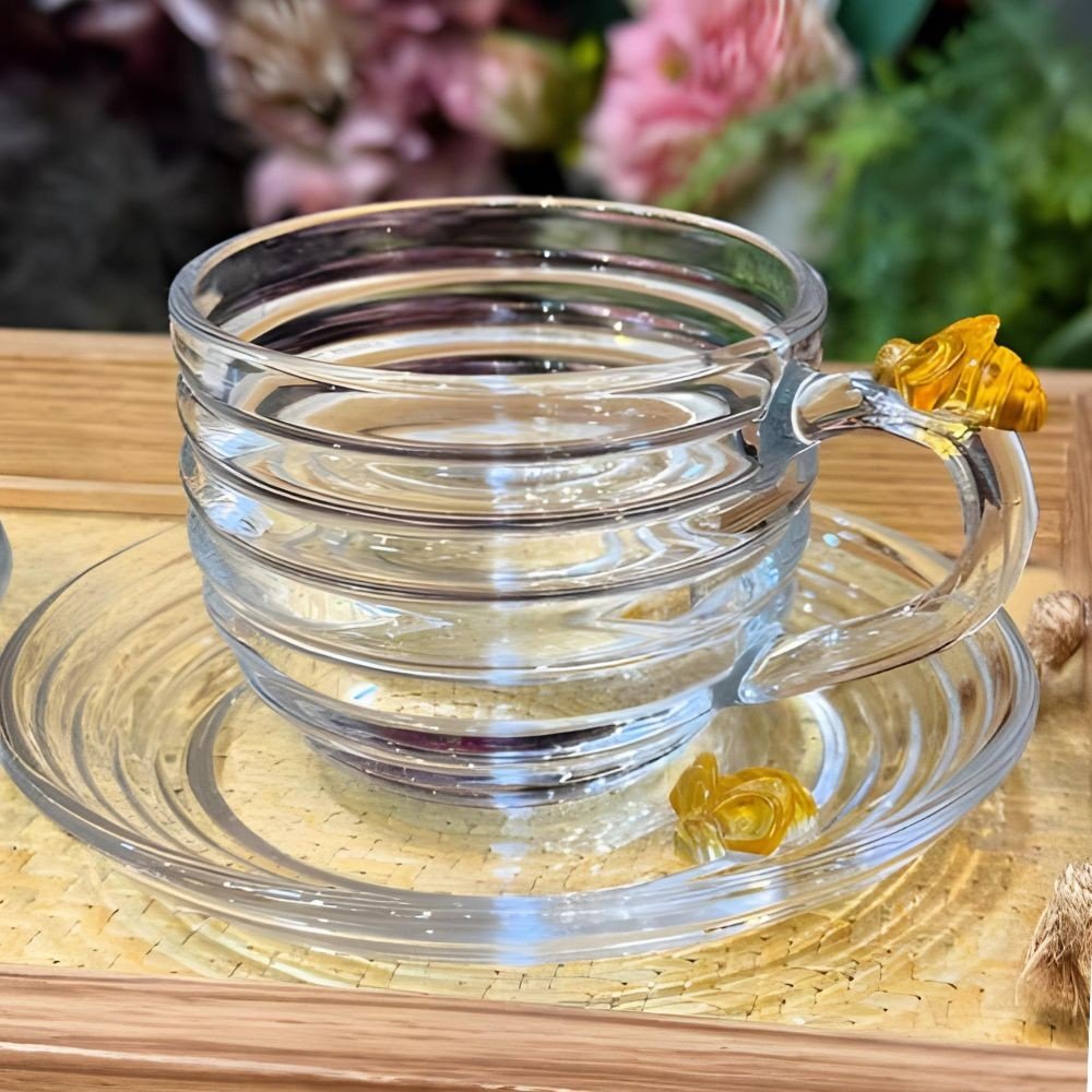 Xícara de Chá com pires Little Bee 200ml de Cristal Ecológico - Lyor - Imagem 3