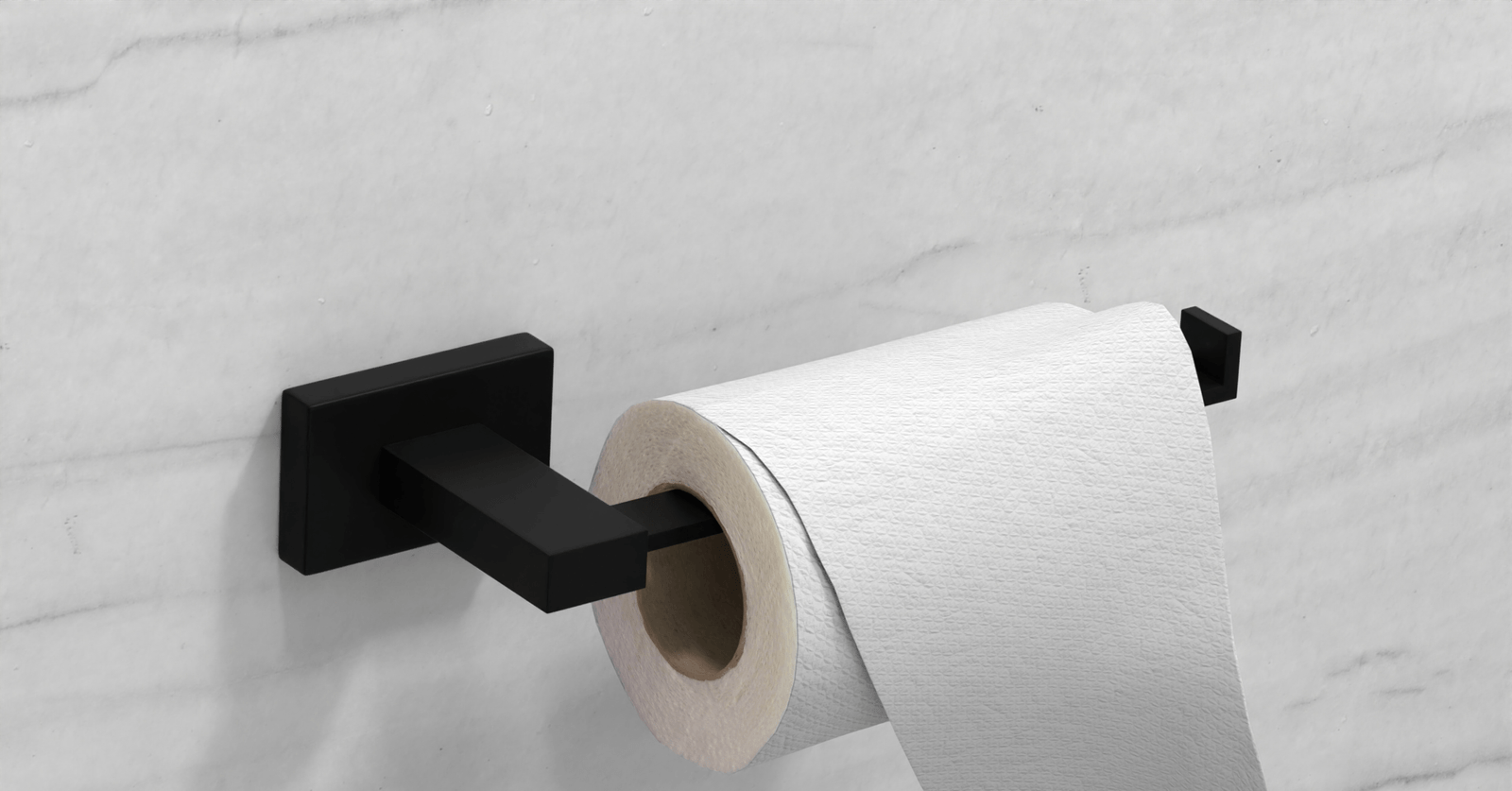 PORTA PAPEL HIGIÊNICO QUADRADO – ZAMAK PRETO - Flvx - Imagem 2