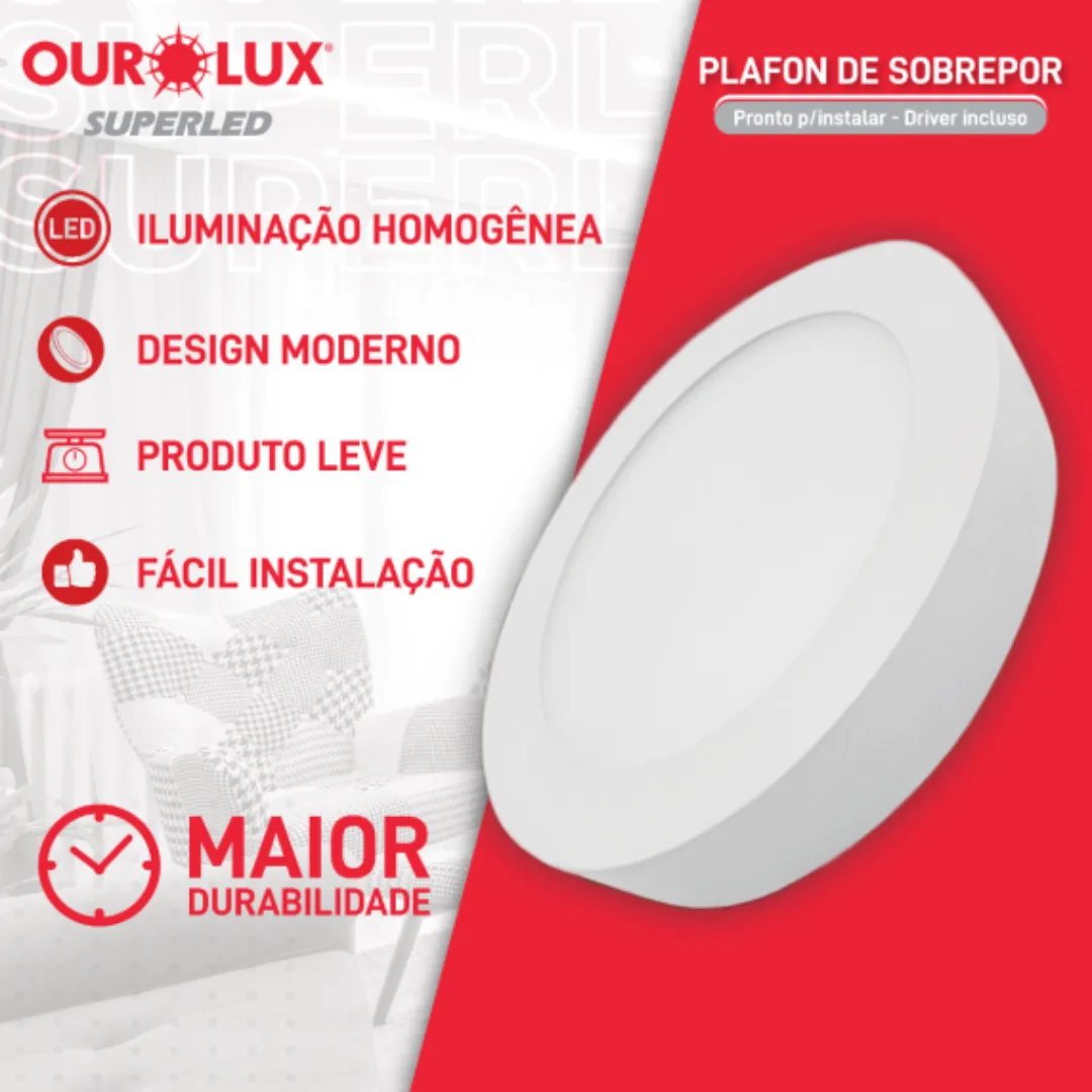 Painel LED Super Eco - 24W - BIV - 6500K - Sobrepor - Redondo - Ourolux - Imagem 2